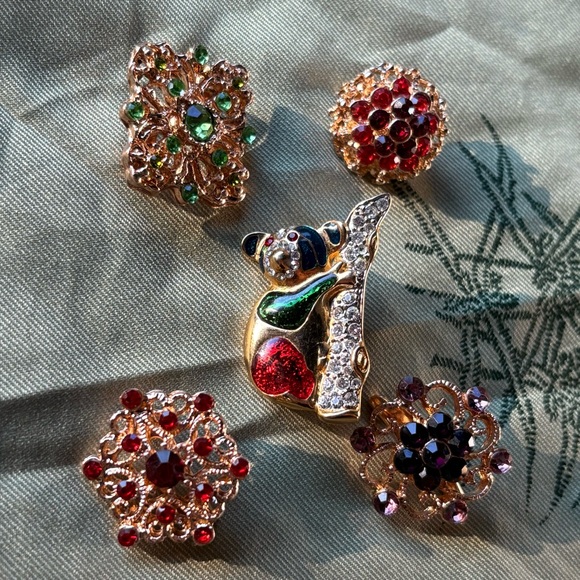 Pin lot brooch bundle gold brooches enamel panda red green crystal jewelry pins - Picture 2 of 7